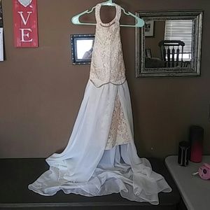 Gorgeous sheer and lace halter dress